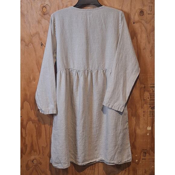Flax Tunic (or Dress) Womens Medium 100% Linen Pockets Bohemian Lagenlook Hippie - Picture 5 of 9
